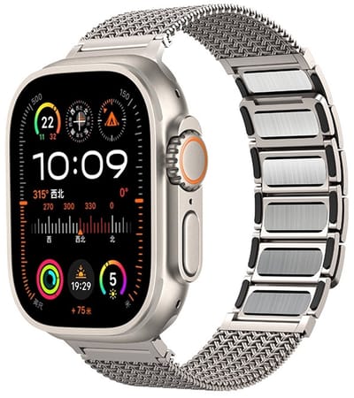 By Qubix - Geschikt voor Apple Watch bandje - Luxe magnetische RVS band - Titanium kleur - Geschikt voor Apple Watch 38mm / 40mm / 41mm / 42mm