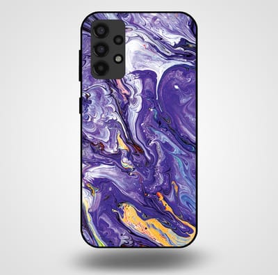 Smartphonica Telefoonhoesje voor Samsung Galaxy A32 4G met marmer opdruk - TPU backcover case marble design - Goud Paars geschikt voor Samsung Galaxy A32 4G