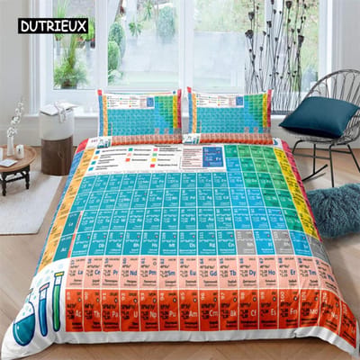 Periodiek Systeem der Elementen Dekbedovertrek Wetenschap Beddengoedset Microvezel Chemie Liefhebbers Leer Afbeelding Voor Kinderen Tieners Volwassenen Decor EU single(135x200cm)