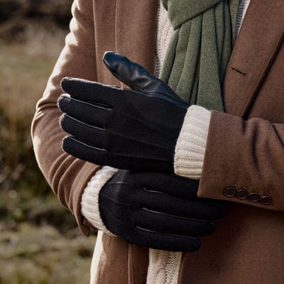 Hiems | Zwarte Handschoenen van Leer & Wol