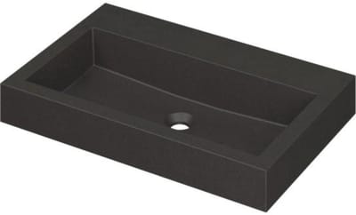 INK Momento Wastafel Quartz Zonder Kraangat - 700x450x90 mm - Quartz Zwart