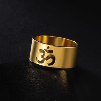 LIKGREAT Boeddhisme Indiase Yoga Om Symbool Ringen voor Vrouwen Roestvrij Staal Bovennatuurlijk Religieus Talisman Amulet Sieraden Cadeaus Nieuw 8 brown