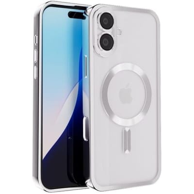 Coverzs magneet hoesje met camera cover geschikt voor Apple iPhone 16 Plus hoesje - Telefoonhoesje geschikt voor magnetische accessoires - Transparante backcover - Telefoonhoesje met camerabescherming (zilver)