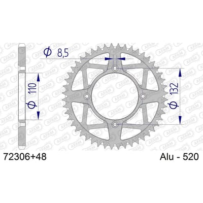 Aluminium tandwiel achter Afam 520 48 dents