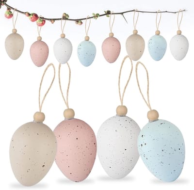 SnelShoppen - 4 Kleurrijke Plastic Paaseieren voor Hangdecoratie, Duurzaam en Robuust, Perfect voor Binnen en Buiten, Feestelijke Paasdecoratie voor T