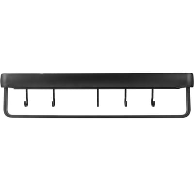 Étagère de cuisine murale multifonctionnelle 50 cm Support de rangement pour salle de bain Porte-bouteilles(Couche Simple avec Barre et 5 Crochets ) black