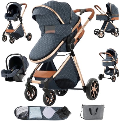 Rolu Kinderwagen – Kinderwagen 3 in 1 – Wandelwagen - Autostoel – Reiswieg – Lichtgewicht Frame – Opklapbaar