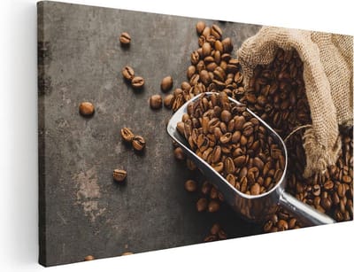 Artaza Canvas Schilderij Koffiebonen - 40x20 cm - Klein - Wanddecoratie Keuken - Muurdecoratie Koffie - Stilleven Schilderijen Op Canvas