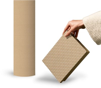 Papierrol Cadeaupapier – Kraft Witte Stip – 50cm x 150m – Bruin Kraftpapier met Witte Dots – Duurzaam & Recyclebaar – Tijdloos Inpakpapier voor Cadeaus, Feestdagen & Winkels