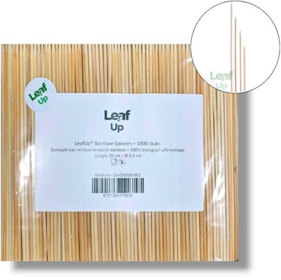 LeafUp® Sateprikkers - 1000x - Bamboe hout - 20 cm - Barbecue spiezen - Satestokjes