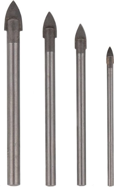Glas boorset - 4-delig - 3 - 5 - 6 en 8 mm - glasboren