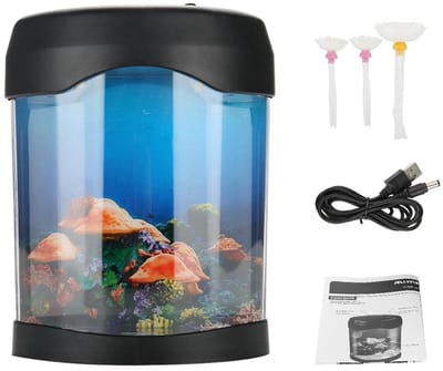 Allecto - Bureaumaquarium - LED aquariumlamp - Compact formaat - Mini desktop aquarium - Sfeervolle decoratie - Geschikt voor thuis en op kantoor