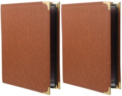 Set van 2 Mobiele Blad Menu Covers voor Keuken - Transparante PVC Menuhoezen voor Recepten en Restaurants, Bruin en Duurzaam
