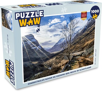 Puzzel Zonnestralen boven de enorme Ben Nevis in Schotland - Legpuzzel - Puzzel 1000 stukjes volwassenen