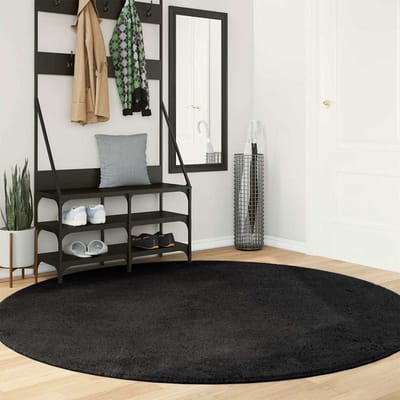 vidaXL - Vloerkleed - HUARTE - laagpolig - zacht - wasbaar - Ø - 200 - cm - zwart