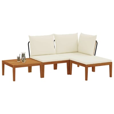 vidaXL - 4 - st - Massief - acaciahout - & - touw - Naturel