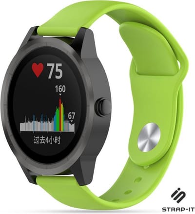 Strap-it Siliconen sport bandje - geschikt voor Garmin Vivoactive 3 / Vivoactive 5 / Vivomove HR / Venu / Venu SQ / Forerunner 245 / 570 - 42mm / 645 - lichtgroen
