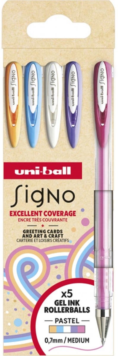 Uni-ball - Signo Pastel - medium punt - geassorteerde kleuren - 5 stuks - UM120A5
