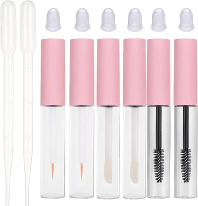 Set van 8 Wimpersp brushes met Houder, Lege Mascara Houder, Lipgloss Flesje en Eyeliner Flesje, Ideaal voor Reizen en Make-up Opberging