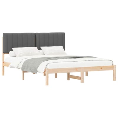 vidaXL - Bedframe - met - Gevoerde - Hoofdbord - Donkergrijs - 160 - x - 200 - cm