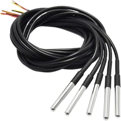 Temperatuursensor Waterdicht - Roestvrijstalen Sonde - Temperatuur Meten - Met Lange Kabel - 5 Meter - Zilver