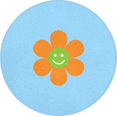WC mat rond 70x70 cm - Antislip - Bloem - Smiley - Kleurrijk - Toiletmat - Vloermat - Douchemat - Toilet tapijt - Toiletmatten