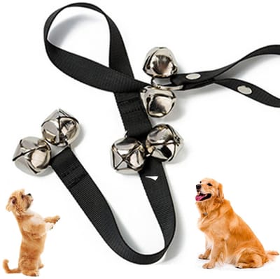 Hondendeurbel - Puppytrainingsbel - Hondentrainingsbel - Zindelijkheidstrainingsbel - Deurbel - Ophangbaar - Verstelbare lengte - 96 cm - 6 bellen - Huisdierbenodigdheden - Geschikt voor puppy's, honden en katten - Zwart