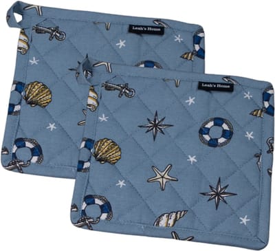 Pannenlappen set - 2 stuks - Cadeau voor haar - Zee - Strand - Blauw