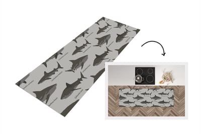 Keukenloper - Loper keuken - Patronen - Haai - Zee - 150x50 cm - Keukenloper vinyl