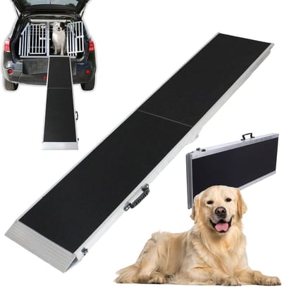 TRUTZHOLM - Aluminium Hondenhelling Opvouwbaar - 183 cm - 180 kg - Grijs/Zwart - Extra Lange Hondentrap Auto Loopplank Koffer