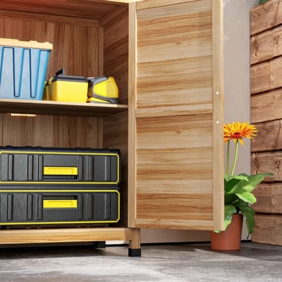 Wishdor - Tuinkast - Met Binnenplank En Werkblad - Voor Buiten - Vurenhout - Houtkleur - 79 x 43 x 92 cm