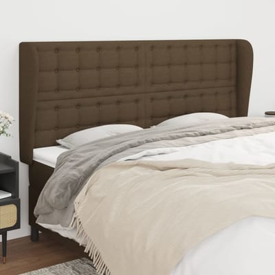 vidaXL - Hoofdbord - met - randen - 163x23x118/128 - cm - stof - donkerbruin