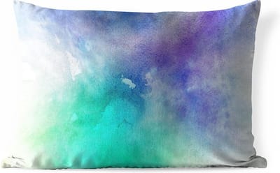 Buitenkussens - Tuin - Abstract werk gemaakt met waterverf en blauwe met groene en gele vlekken - 60x40 cm