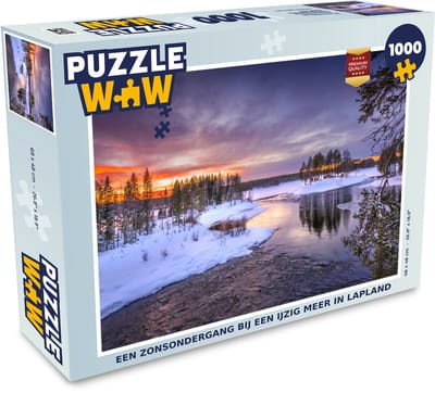 Puzzel Een zonsondergang bij een ijzig meer in Lapland - Legpuzzel - Puzzel 1000 stukjes volwassenen