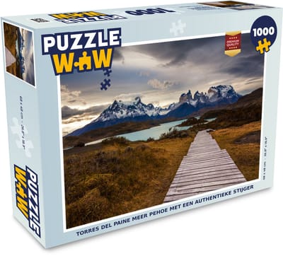 Puzzel Torres del Paine meer Pehoe met een authentieke stijger - Legpuzzel - Puzzel 1000 stukjes volwassenen