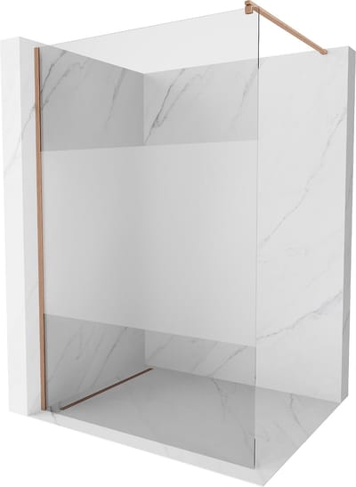 Mexen Kioto douchewand Walk-in 70 x 200 , transparant/frost 8 mm, geborsteld koper - 800-070-101-65-35
