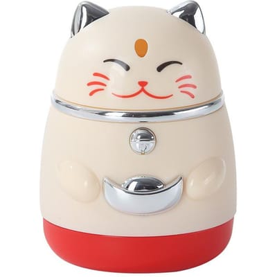Fortune Cat Druktype Tandenstokerhouder Woonkamer Hoge Kleurwaarde Automatische Pop-up Tandenstokerdoos Cartoon Tandenstokerpot beige