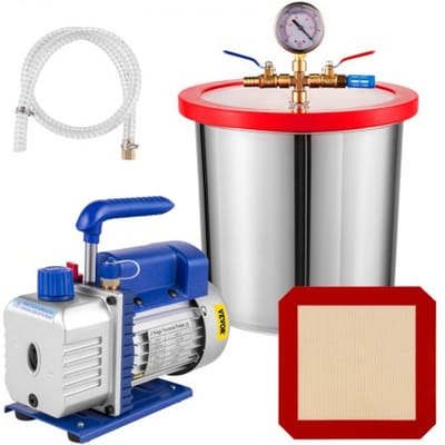 VEVOR Vacuum Pomp, 3CFM 1/4HP vacuümkamer met Pomp, 3Gal Vacuümkameruitrusting, HVAC Eentraps Koelmiddelvacuümpomp, 1720 omw/min Airconditioning Vacuümpomp Set, voor Airconditioning Voertuig Onderhoud