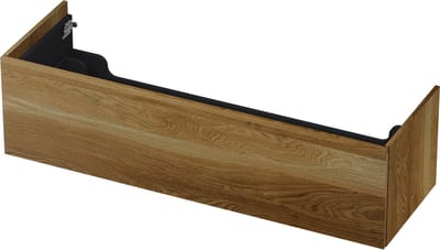 INK wastafelonderkast 1 lade greeploos push to open echt hout 140x45x38cm, massief eiken ash grey