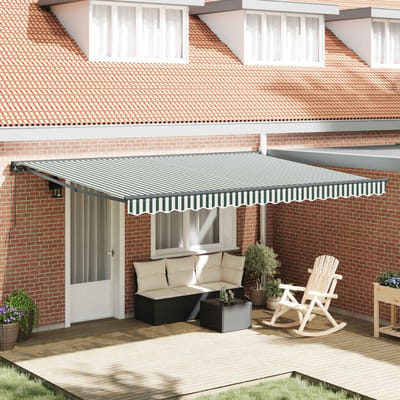 vidaXL Zijde Frame Groen en Wit 450 × 300 cm Polyester met PU-coating