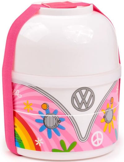 Bento Box Lunchtrommel - Volkswagen Busje VW T1 - Summer Flower Power - Rond Stapelbaar - 280/260/260ml - 13x10x10cm
