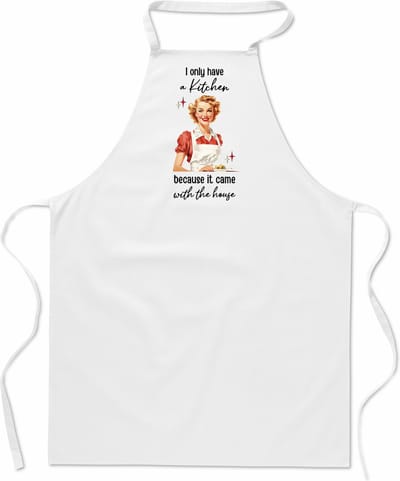 mijncadeautje - retro - classic - jaren 50 - vintage - keukenschort - kookschort - Only have the Kitchen - wit - 100% katoen
