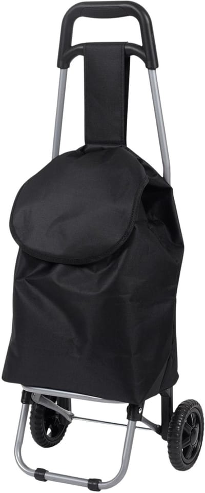 Home Deco Factory Boodschappentrolley Shopping - zwart - 35 x 28 x 87 cm - 50 liter - boodschappentas op wielen