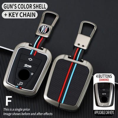Alliage de Zinc+Silicone Coque de Protection pour Clé de Voiture Intelligente Porte-clés Fob Pour Bmw Série I3 I8 Accessoires de Porte-clés Intérieur de Voiture gray