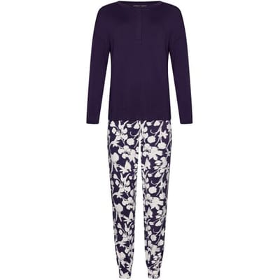 Pastunette Premium - Pyjama - Dark Orchid - Ecovero Viscose - Paars/Wit - Maat 50
