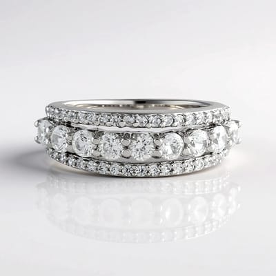 Cavill - Zilveren Ring Geplatineerd 925 Sterling Zilver - Cambodjaanse Zirkoon 1 8 ct - Briljante Pavé Zetting - Elegant Dames Sieraad