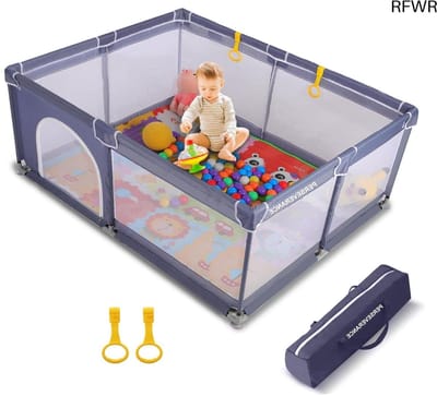 RFWR® Grote Kinderbox voor Binnen en Buiten – 150 x 180 cm, Veiligheidshek met Antislip onderkant, Draagbaar en Gemakkelijk te Installeren