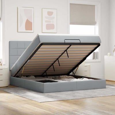 vidaXL - Ottoman - bed - met - matras - 180x200cm - stof - lichtgrijs