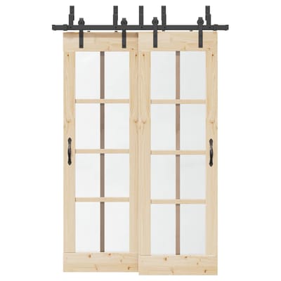 vidaXL - Doos - met - onderdelen - voor - schuifdeur - 152,5 - cm - staal - zwart