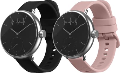 kwmobile 2x horlogebandjes geschikt voor Withings ScanWatch 38mm / Steel HR 36mm / Move ECG bandje - Smartwatch bandjes van TPU - Activity tracker horloge band in zwart / oudroze